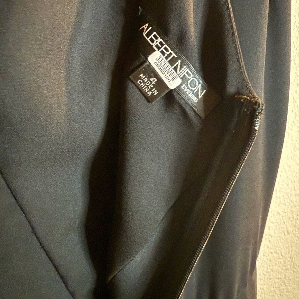 Albert Nipon Black Silk sleeveless Evening Dress Asym Hem Sz 4 - Picture 6 of 12